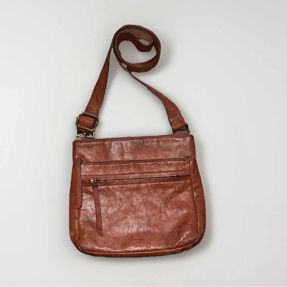 Fossil Women’s Camel Leather Crossbody Bag